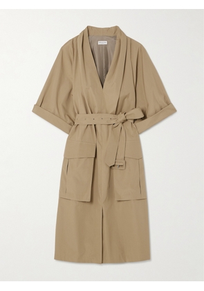 Dries Van Noten - Belted Cotton-poplin Midi Dress - Neutrals - FR 34,FR 36,FR 38,FR 40,FR 42,FR 44