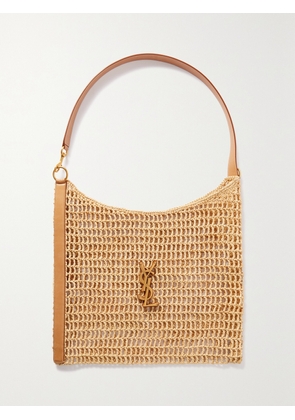 SAINT LAURENT - Oxalis Leather-trimmed Raffia Shoulder Bag - Neutrals - One size