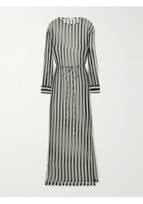Dries Van Noten - Belted Striped Silk-chiffon Maxi Dress - Black - FR 34,FR 36,FR 38,FR 40,FR 42,FR 44