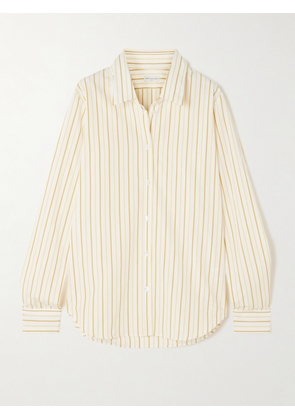 Dries Van Noten - Grosgrain-trimmed Striped Cotton-poplin Shirt - Yellow - FR 34,FR 36,FR 38,FR 40,FR 42,FR 44
