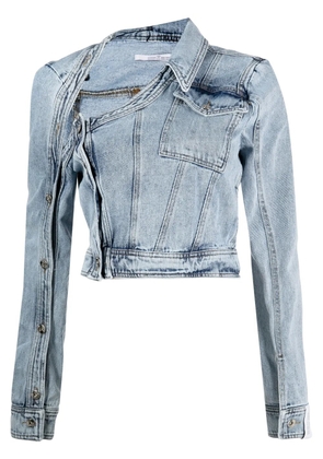 Rokh asymmetric-neck denim jacket - Blue