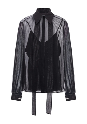 Max Mara striped silk chiffon shirt - Black