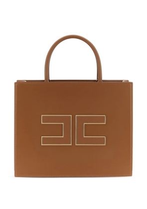 Elisabetta Franchi logo-plaque tote bag - Brown