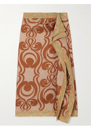 Dries Van Noten - Printed Silk-twill Midi Skirt - Brown - FR 34,FR 36,FR 38,FR 40,FR 42,FR 44