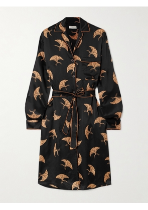 Dries Van Noten - Belted Printed Silk Shirt Dress - Black - FR 34,FR 36,FR 38,FR 40,FR 42,FR 44