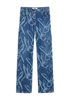 MSGM rabbit-print trousers - Blue