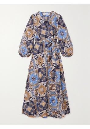 Zimmermann - Alight Belted Printed Cotton Midi Wrap Dress - Blue - 00,1,2,3,4