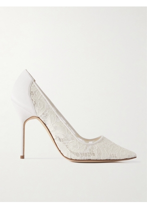 Manolo Blahnik - Bbla 105 Silk Satin-trimmed Corded Lace Pumps - Ivory - IT35,IT35.5,IT36,IT36.5,IT37,IT37.5,IT38,IT38.5,IT39,IT39.5,IT40,IT40.5,IT41,IT41.5,IT42