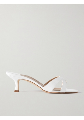 Manolo Blahnik - Callamu 50 Patent Leather Mules - White - IT35,IT35.5,IT36,IT36.5,IT37,IT37.5,IT38,IT38.5,IT39,IT39.5,IT40,IT40.5,IT41,IT41.5,IT42,IT43