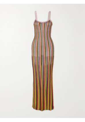Zimmermann - Alight Striped Metallic Ribbed-knit Maxi Dress - Multi - 00,1,2,3,4