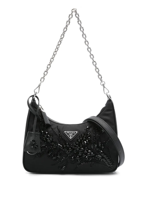 Prada crystal-embellished shoulder bag - Black