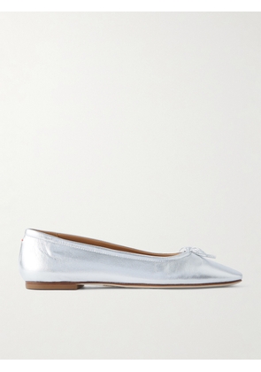 Aeyde - Delfina Bow-detailed Metallic Leather Ballet Flats - Silver - IT35,IT35.5,IT36,IT36.5,IT37,IT37.5,IT38,IT38.5,IT39,IT39.5,IT40,IT40.5,IT41,IT41.5,IT42