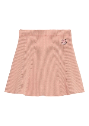 Maison Kitsuné ribbed-knit flared mini skirt - Pink