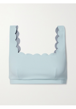 Marysia - Palm Springs Reversible Scalloped Recycled-seersucker Bikini Top - Blue - xx small,x small,small,medium,large,x large,xx large