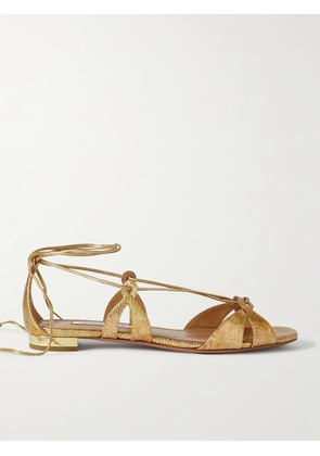Aquazzura - Cala Di Volpe Metallic Snake-effect Leather Sandals - Gold - IT35,IT36,IT36.5,IT37,IT37.5,IT38,IT38.5,IT39,IT39.5,IT40,IT40.5,IT41,IT41.5,IT42
