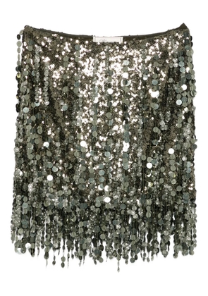 Blumarine sequin-embellished fringe mini skirt - Green