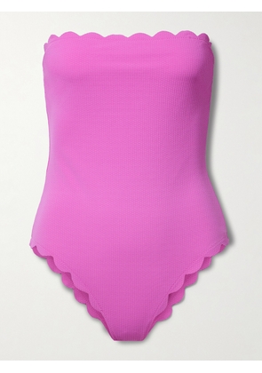 Marysia - + Net Sustain Chesapeake Strapless Scalloped Seersucker Swimsuit - Pink - xx small,x small,small,medium,large,x large,xx large