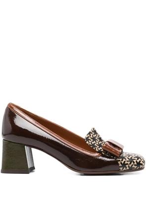 Chie Mihara 50mm geometric-pattern block-heel pumps - Brown