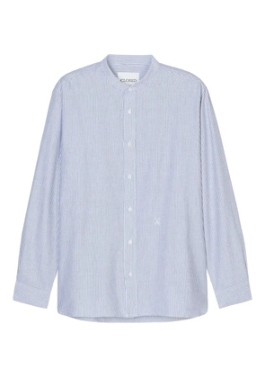 Closed mandarin-collar striped shirt - Blue