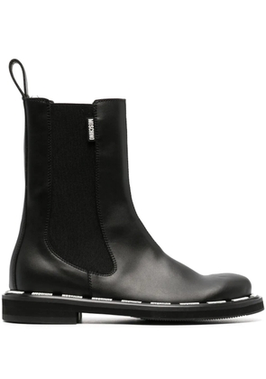 Moschino logo-print faux-leather boots - Black