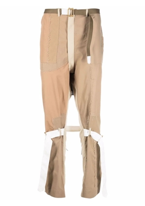 Children Of The Discordance straight-leg panelled trousers - Neutrals