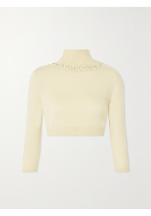 Zimmermann - + Net Sustain Matchmaker Cropped Crystal-embellished Merino Wool Turtleneck Sweater - Yellow - 00,0,1,2,3,4