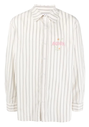 Adish logo-embroidered stripe-pattern shirt - Neutrals