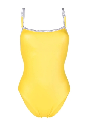 Calvin Klein logo-print strap swimsuit - Yellow