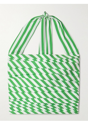 BERNADETTE - Tippy Striped Pintucked Taffeta Halterneck Top - Green - FR 34,FR 36,FR 38,FR 40,FR 42,FR 44