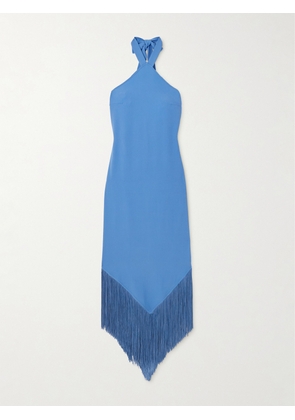 Taller Marmo - Nina Fringed Crepe Halterneck Maxi Dress - Blue - IT36,IT38,IT40,IT42,IT44,IT46,IT48
