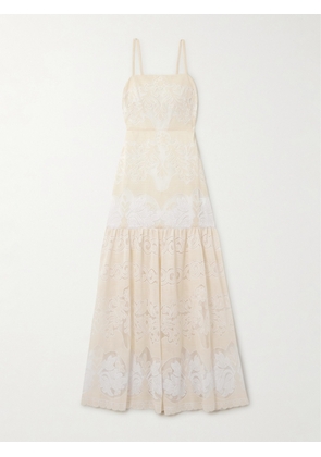 Borgo de Nor - Cordelia Lace And Voile Maxi Dress - Ivory - UK 6,UK 8,UK 10,UK 12,UK 14,UK 16