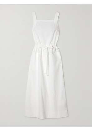 Max Mara - Leisure Panfilo Belted Cotton-seersucker Midi Dress - White - UK 2,UK 4,UK 6,UK 8,UK 10,UK 12,UK 14,UK 16,UK 18