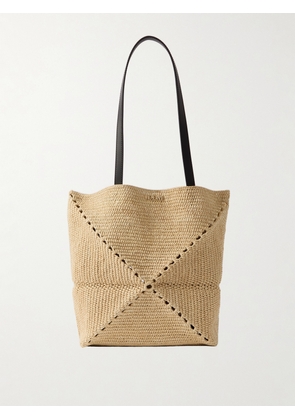 LOEWE - + Paula's Ibiza Puzzle Fold Medium Leather-trimmed Raffia Tote - Neutrals - One size