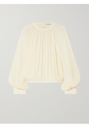 Max Mara - Narvel Plissé-silk Blouse - Ivory - UK 4,UK 6,UK 8,UK 10,UK 12,UK 14,UK 16,UK 18
