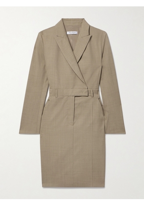 Max Mara - Odessa Wrap-effect Wool Dress - Neutrals - UK 2,UK 4,UK 6,UK 8,UK 10,UK 12,UK 14,UK 16