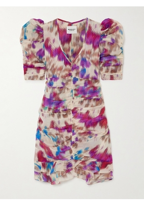 MARANT ÉTOILE - Sireny Ruched Printed Cotton-voile Mini Dress - Multi - FR 34,FR 36,FR 38,FR 40,FR 42,FR 44