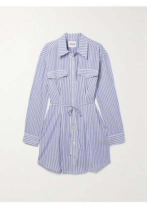MARANT ÉTOILE - Liliane Belted Striped Cotton-poplin Mini Shirt Dress - Blue - FR 34,FR 36,FR 38,FR 40,FR 42,FR 44