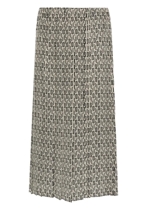 FENDI graphic-print silk midi skirt - Neutrals