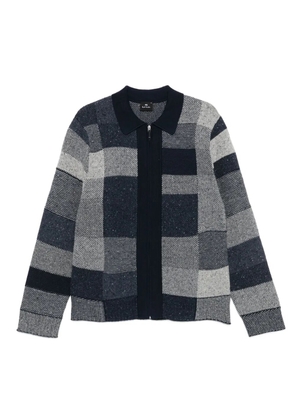 Paul Smith patchwork-design zip-up cardigan - Blue