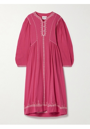 MARANT ÉTOILE - Pippa Oversized Embroidered Cotton Midi Dress - Pink - FR 34,FR 36,FR 38,FR 40,FR 42,FR 44