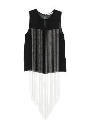 Patrizia Pepe sheer-panel fringed top - Black