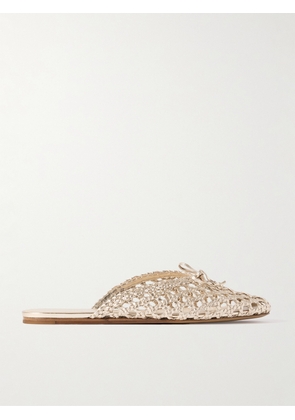 Le Monde Béryl - Regency Bow-embellished Woven Metallic Leather Slides - Gold - IT36,IT36.5,IT37,IT37.5,IT38,IT38.5,IT39,IT39.5,IT40