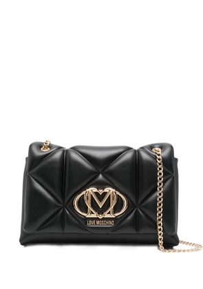 Love Moschino quilted logo-plaque shoulder bag - Black
