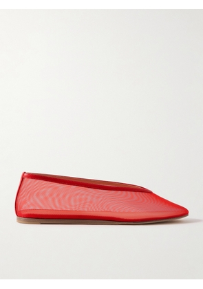 Le Monde Béryl - Luna Leather-trimmed Mesh Ballet Flats - Red - IT36,IT36.5,IT37,IT37.5,IT38,IT38.5,IT39,IT39.5,IT40
