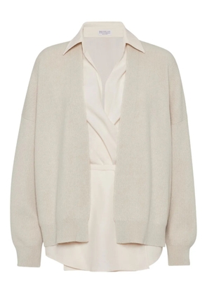 Brunello Cucinelli Cashmere layered cardigan - Neutrals