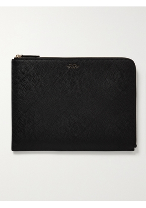 Smythson - Panama Textured-leather Clutch - Black - One size