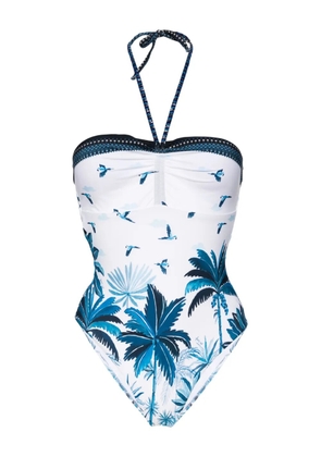 FARM Rio tropical-print halterneck swimsuit - Blue