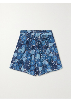 Faithfull - + Net Sustain Felia Rope-trimmed Floral-print Linen Shorts - Blue - x small,small,medium,large,x large,xx large