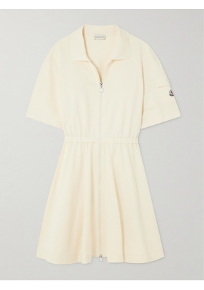 Moncler - Pleated Cotton-piqué Mini Shirt Dress - Ecru - xx small,x small,small,medium,large,x large