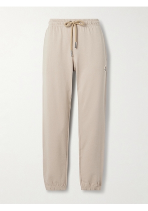 Moncler - Appliquéd Cotton-jersey Tapered Track Pants - Neutrals - xx small,x small,small,medium,large,x large